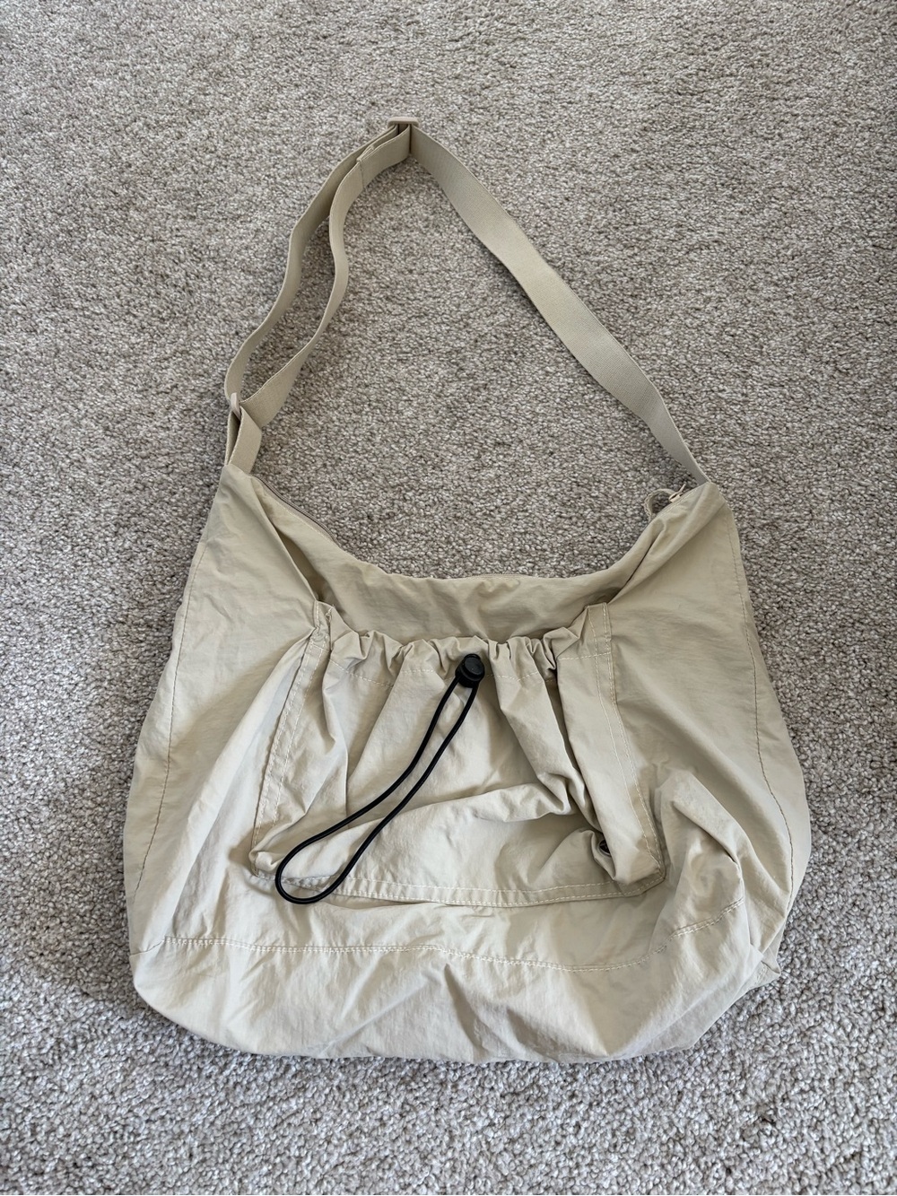 Casual Neutral Beige Shoulder Bag with Front Pocket